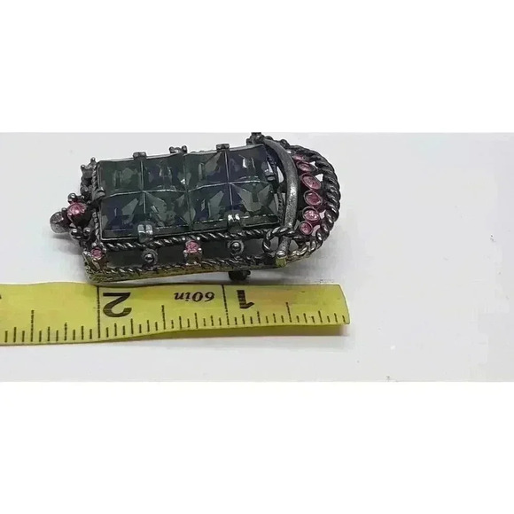 Art Deco Topaz Crystal Brooch Earrings Set Midnight Madness Sarah Coventry 60s - Picture 8 of 8